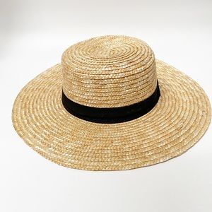 ASOS Straw Boater Hat with Black Band